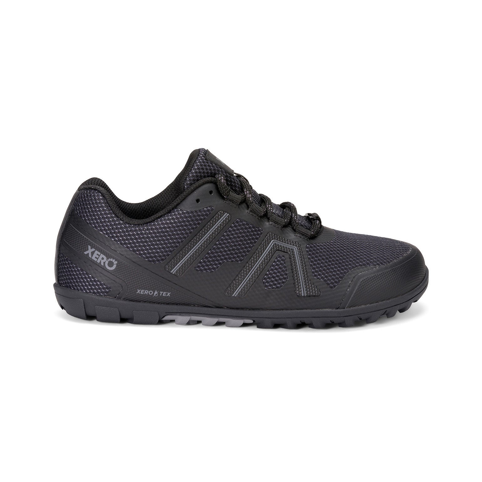 Xero Shoes Mesa Trail WP Damen Barfußschuhe in Schwarz, wasserdichte Wanderschuhe, rechte Seite im Onlineshop für Barfußschuhe