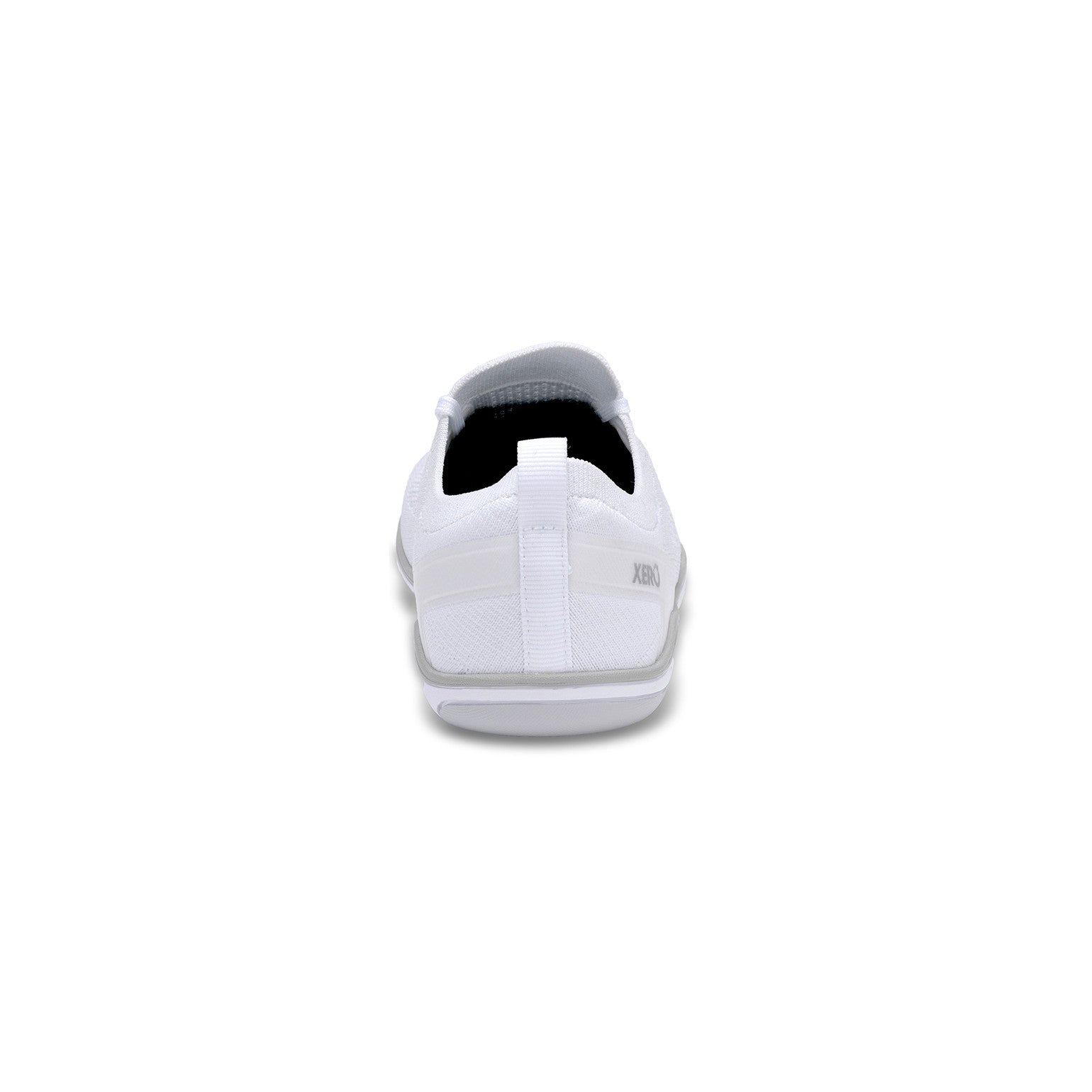 Xero Shoes Nexus Knit Sneaker in Weiß für Damen, Rückansicht, atmungsaktiv und flexibel, ideal für unseren Onlineshop für Barfußschuhe.