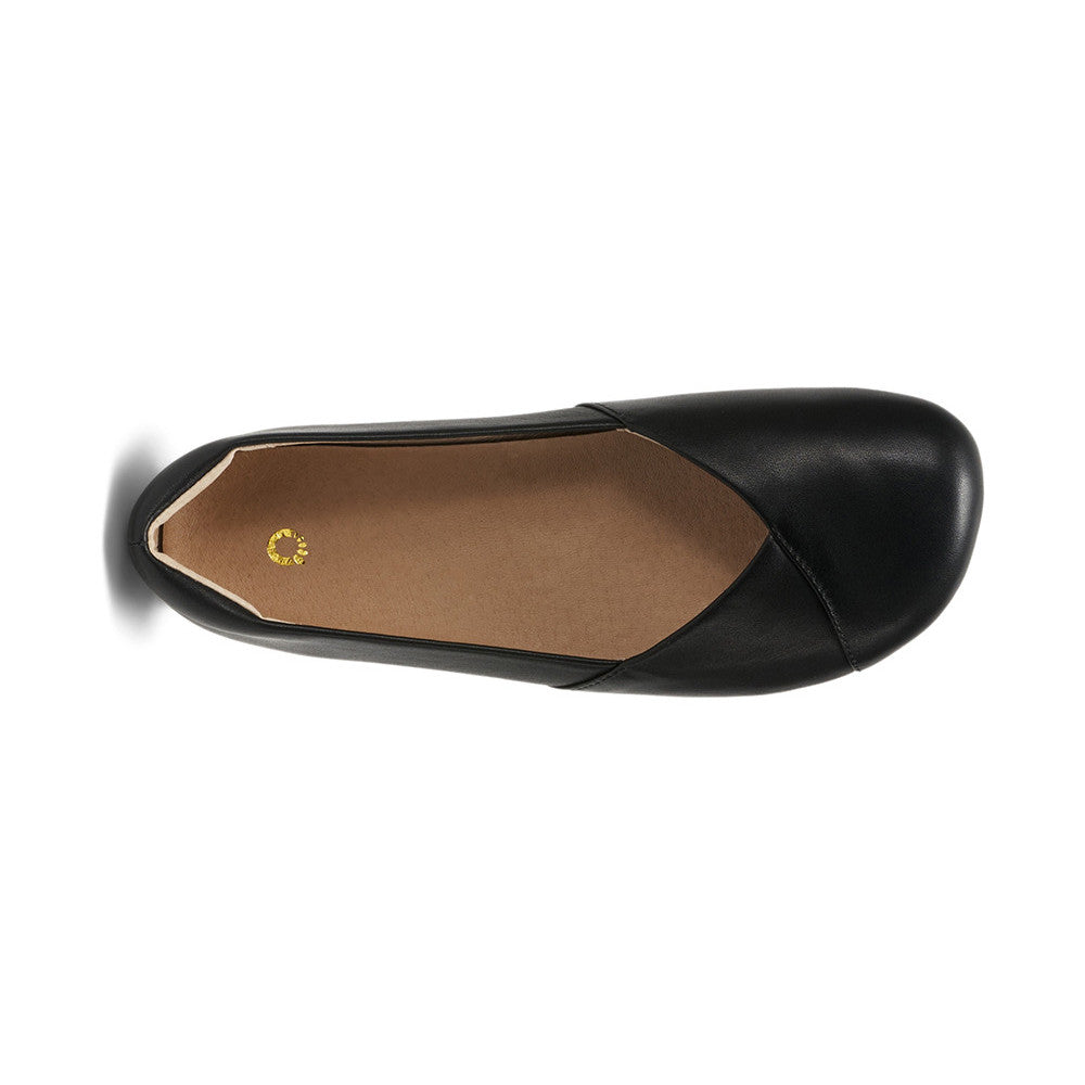 Xero Shoes Phoenix Leather Damen Barfußschuhe in glattem schwarzen Leder, Draufsicht im Onlineshop für Barfußschuhe