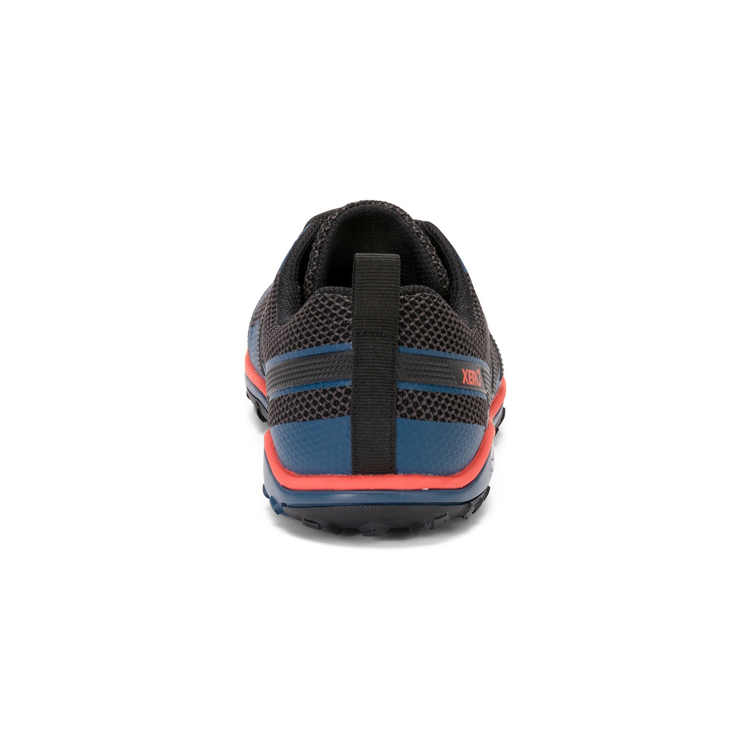 Rückansicht der Xero Shoes Scrambler Low Barfußschuhe in Legion Blue für Herren als Wanderschuhe im Onlineshop für Barfußschuhe