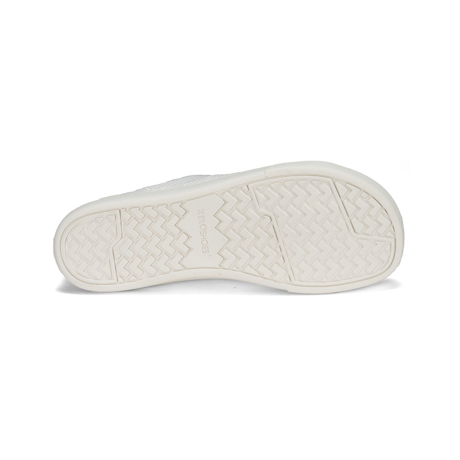 Xero Shoes Dillon Barfußschuhe für Damen in Weiß aus der Perspektive von unten, bequem und vielseitig für den Alltag. Erhältlich in unserem Onlineshop für Barfußschuhe.