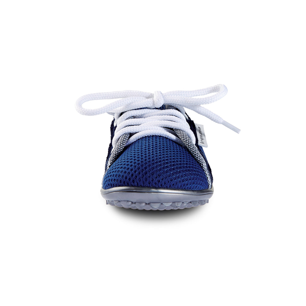 leguanito aktiv blau Leguano Barfußschuhe für Kinder – Vorderansicht, erhältlich im barfusswelteb.com Barfußschuhe Onlineshop