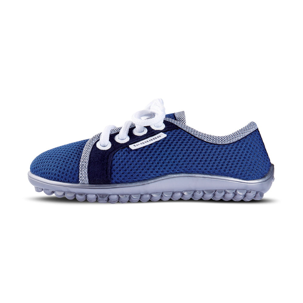leguanito aktiv blau Leguano Barfußschuhe für Kinder – linke Seitenansicht, erhältlich im barfusswelteb.com Barfußschuhe Onlineshop