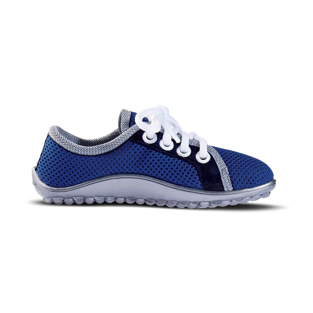leguanito aktiv blau Leguano Barfußschuhe für Kinder – Seitenansicht rechts, erhältlich im barfusswelteb.com Barfußschuhe Onlineshop