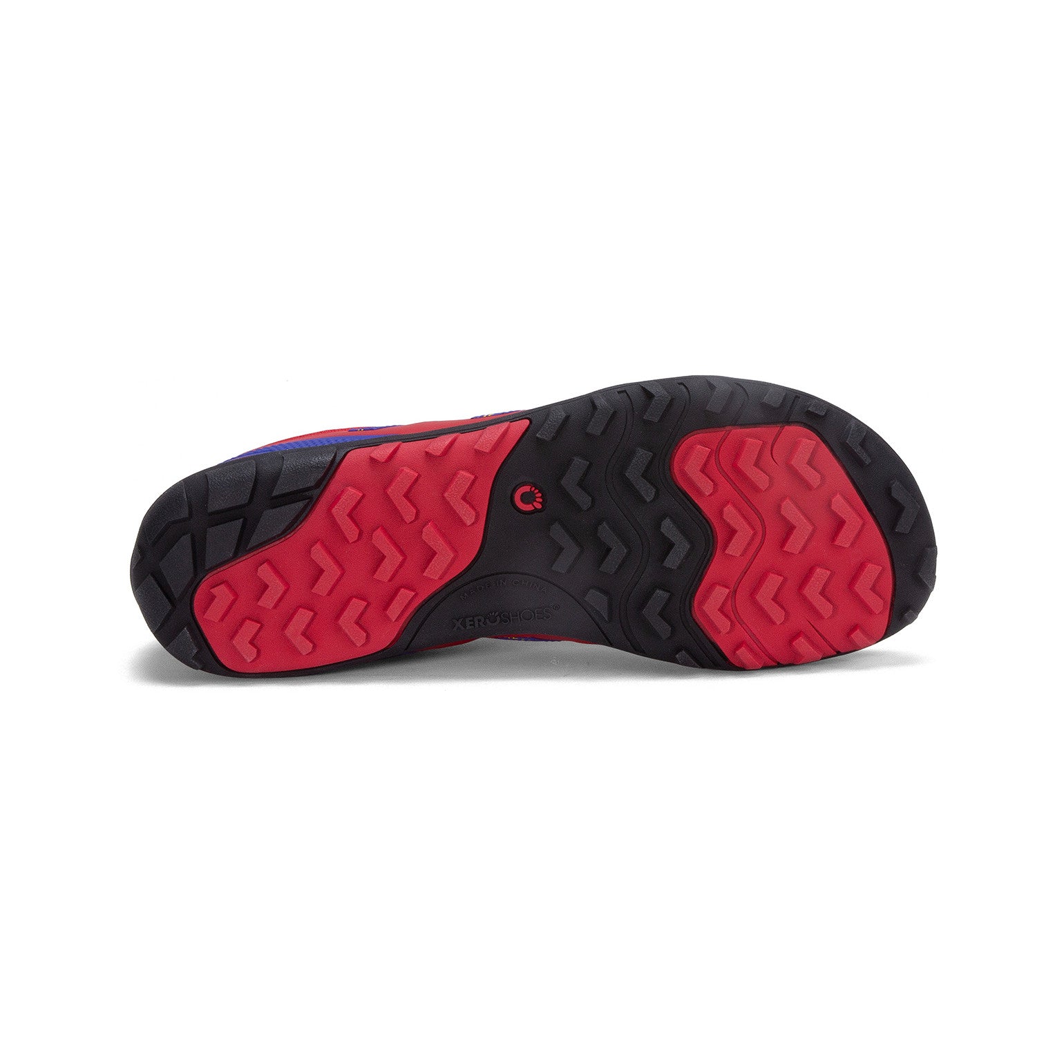 Sohlenansicht der Xero Shoes Mesa Trail II Damen Barfußschuhe Born to Run red als griffige Wanderschuhe im Onlineshop für Barfußschuhe