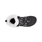 Xero Shoes Alpine Women Black White Trees Barfußschuhe Schneestiefel, Ansicht von oben. Leichte, flexible Winterstiefel mit einem einzigartigen Baum-Muster, die natürlichen Komfort und Wärme bieten. Erhältlich in unserem Onlineshop für Barfußschuhe.