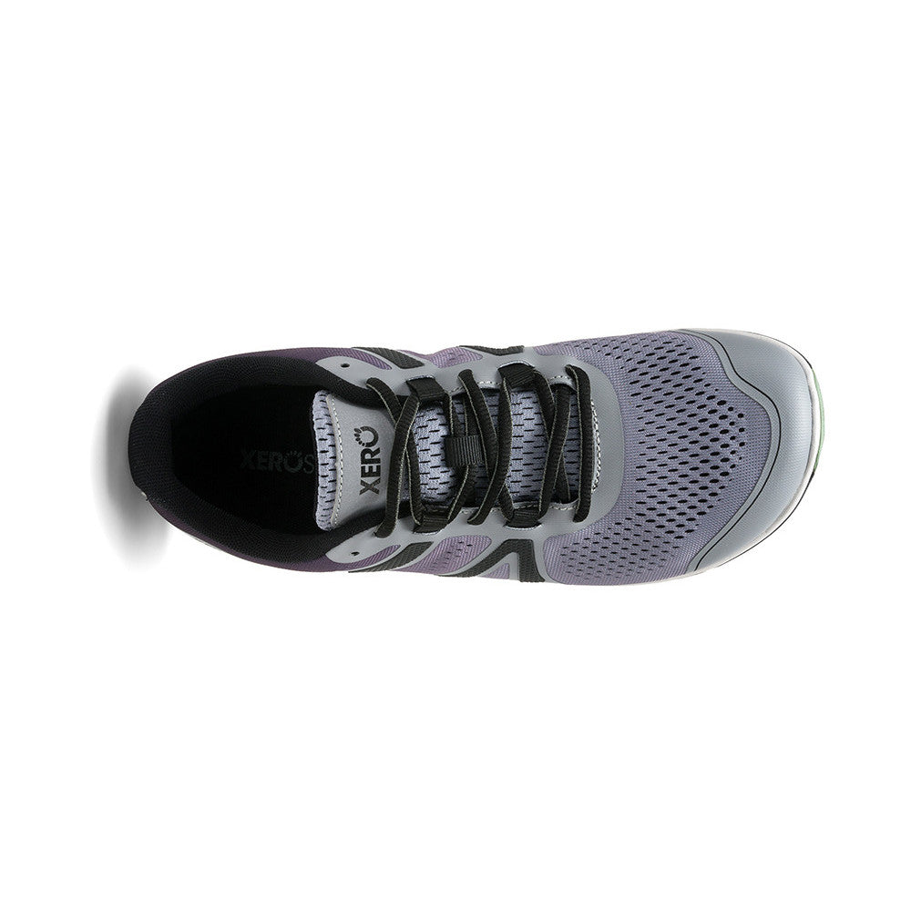 Xero Shoes HFS II in Asphalt Alloy für Damen, Draufsicht, leichte und flexible Barfuß-Laufschuhe, verfügbar im Onlineshop für Barfußschuhe