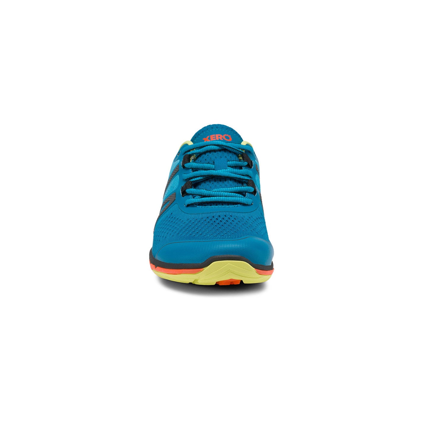 Xero Shoes HFS II Damen Tidal Wave Sneaker Barfußschuhe Laufschuhe, Ansicht von vorne. Diese leichten und flexiblen Barfußlaufschuhe bieten das natürliche Laufgefühl und eine perfekte Passform für Frauen, die beim Laufen auf Komfort und Bewegungsfreiheit nicht verzichten möchten. Der Tidal Wave Farbton bringt einen frischen, sportlichen Akzent. Erhältlich in unserem Onlineshop für Barfußschuhe.