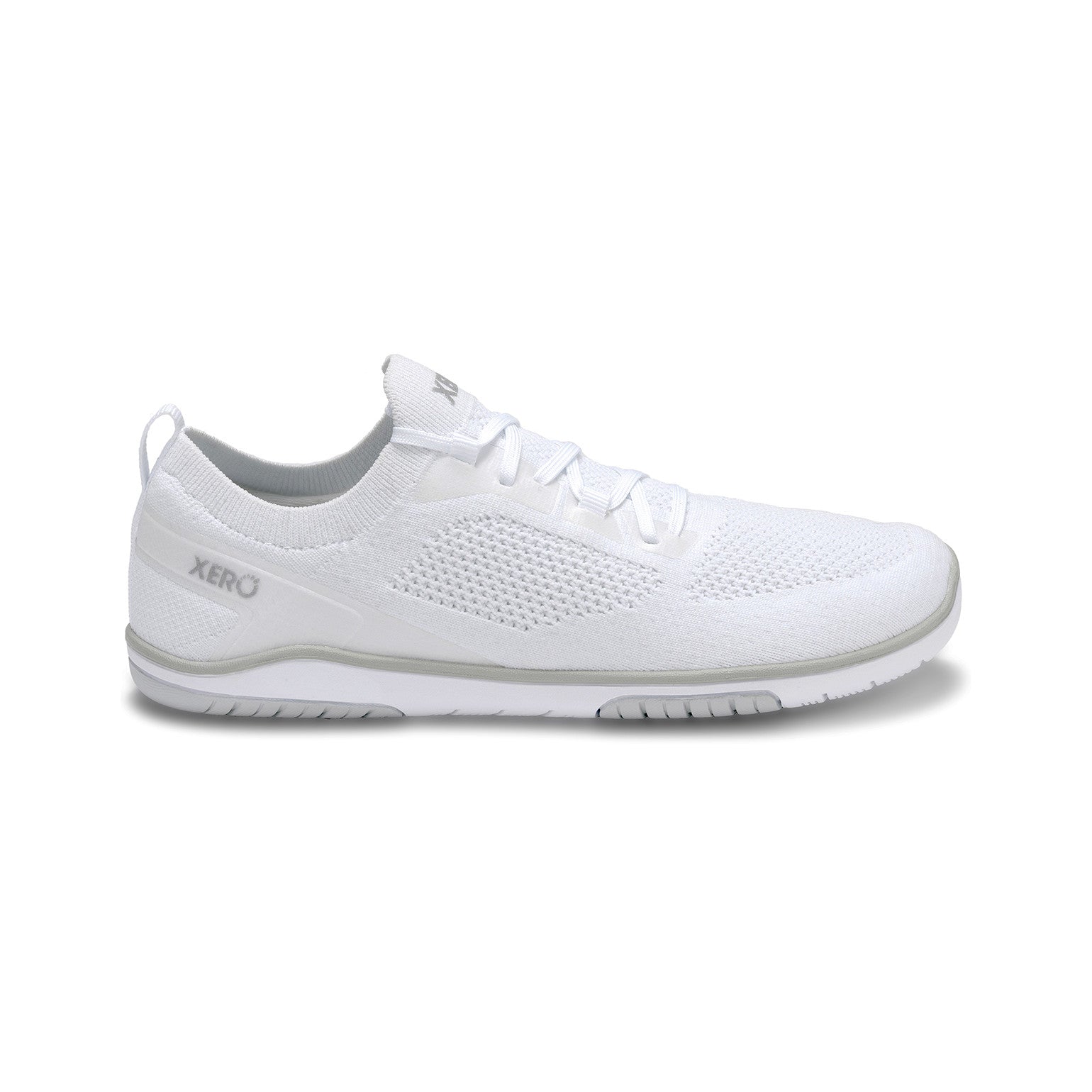 Xero Shoes Nexus Knit Sneaker in Weiß für Damen, rechte Seitenansicht, flexibel und atmungsaktiv, ideal für unseren Onlineshop für Barfußschuhe.