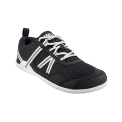 Schwarze und weiße Xero Shoes Prio Damen Sneaker als Barfußschuhe in unserem Onlineshop für Barfußschuhe