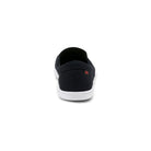 Xero Shoes Dillon Canvas Slip-On Barfußschuhe für Damen in Schwarz aus der Rückansicht, bequem und vielseitig für den Alltag. Erhältlich in unserem Onlineshop für Barfußschuhe.