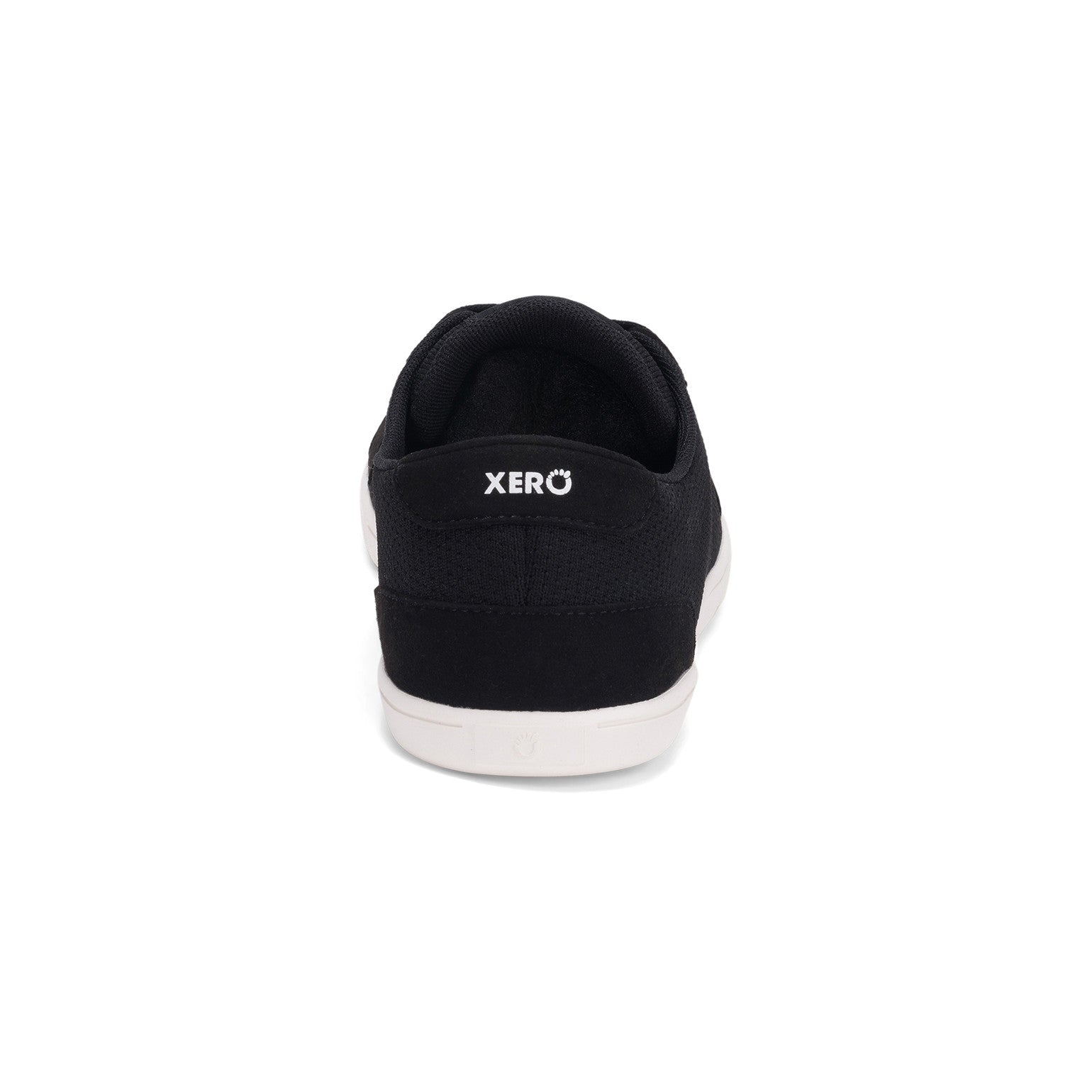 Xero Shoes Dillon Barfußschuhe für Herren in Schwarz aus der Rückansicht, bieten eine flexible Sohle und perfekten Halt für den Alltag. Ideal für alle, die Komfort und Bewegungsfreiheit schätzen. Erhältlich in unserem Onlineshop für Barfußschuhe.