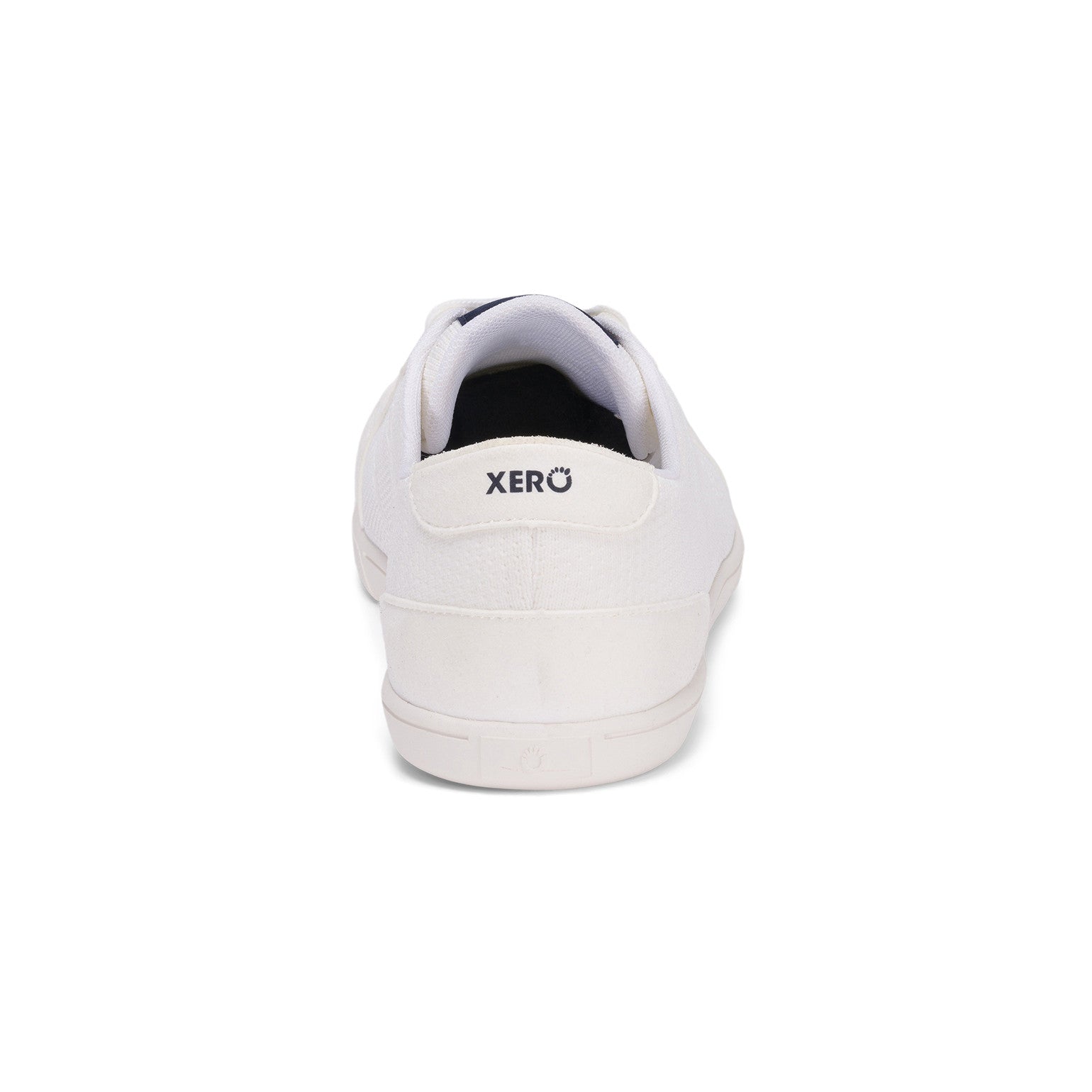 Xero Shoes Dillon Barfußschuhe für Herren in Weiß aus der Rückansicht, bieten eine flexible Sohle und hohen Tragekomfort für den Alltag. Ideal für natürliche Bewegung und Flexibilität. Erhältlich in unserem Onlineshop für Barfußschuhe.