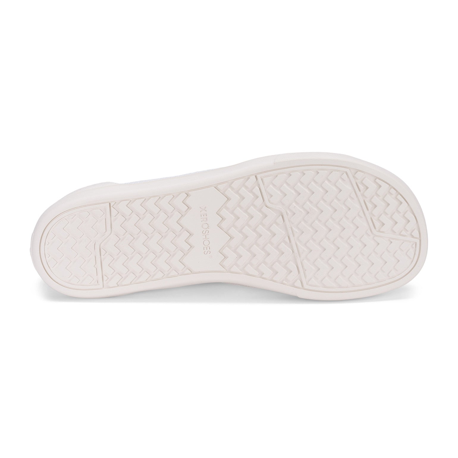 Xero Shoes Dillon Barfußschuhe für Herren in Weiß aus der Perspektive von unten, bieten eine flexible Sohle für maximalen Komfort und natürliche Bewegungen. Erhältlich in unserem Onlineshop für Barfußschuhe.