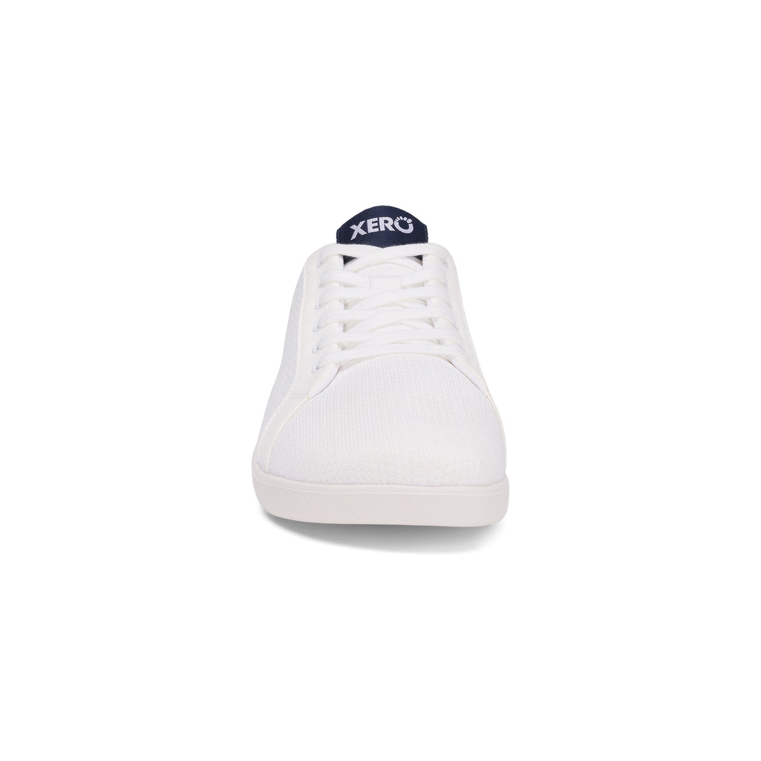 Xero Shoes Dillon Barfußschuhe für Herren in Weiß aus der Vorderansicht, bieten eine flexible Sohle und exzellenten Komfort für den ganzen Tag. Perfekt für natürliche Bewegungen und einen aktiven Lebensstil. Erhältlich in unserem Onlineshop für Barfußschuhe.