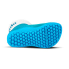 Leguanito Barfußschuhe für Kinder von Leguano in Türkis – Sockenschuhe, Unteransicht, erhältlich im barfusswelteb.com Barfußschuhe Onlineshop