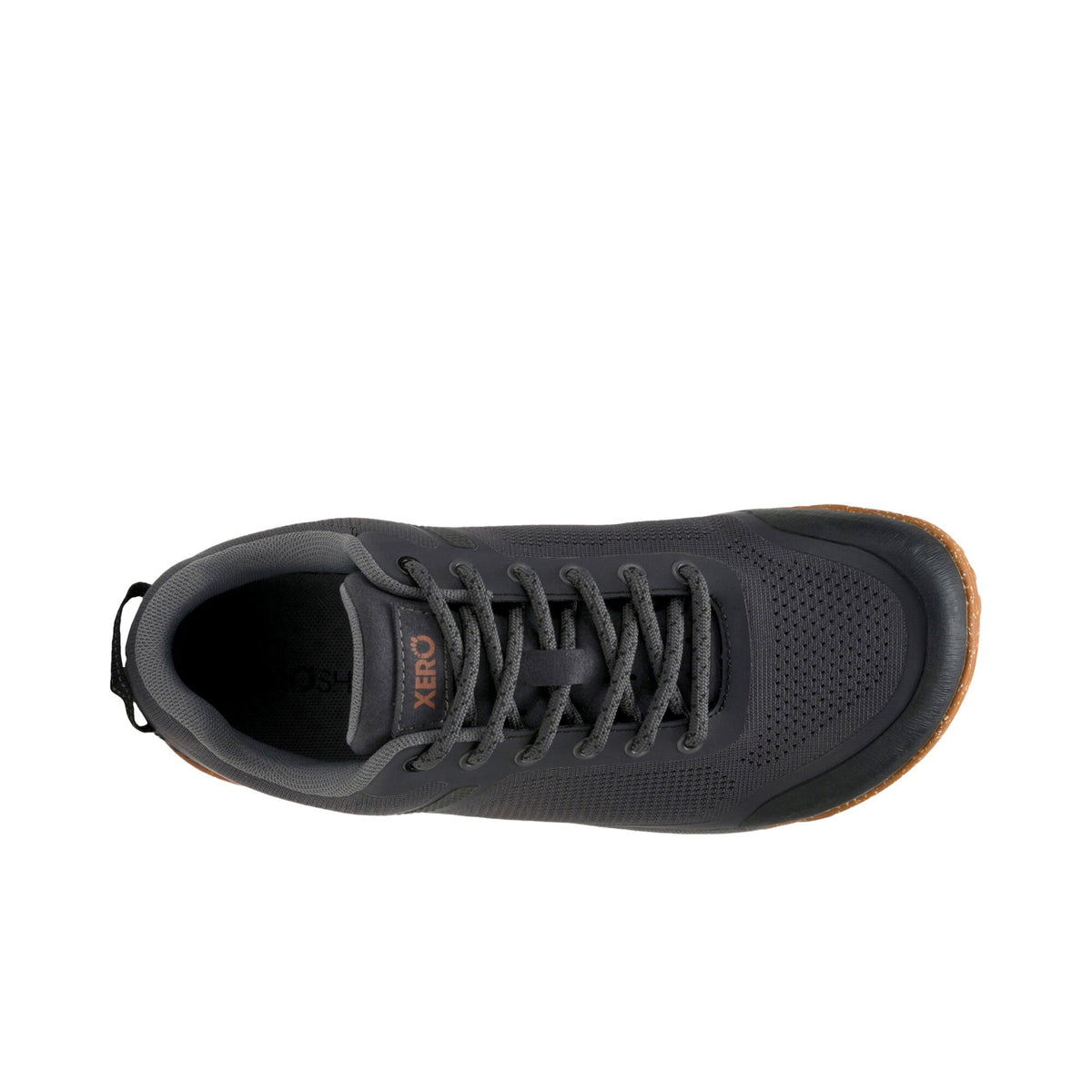 Xero Shoes Ridgeway Mesh Low Damen-Barfuß-Sneaker in Schwarz in der Draufsicht
